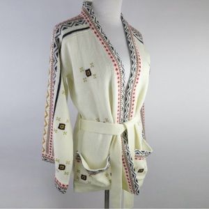 Vintage 70s Boho Open Belted Cardigan